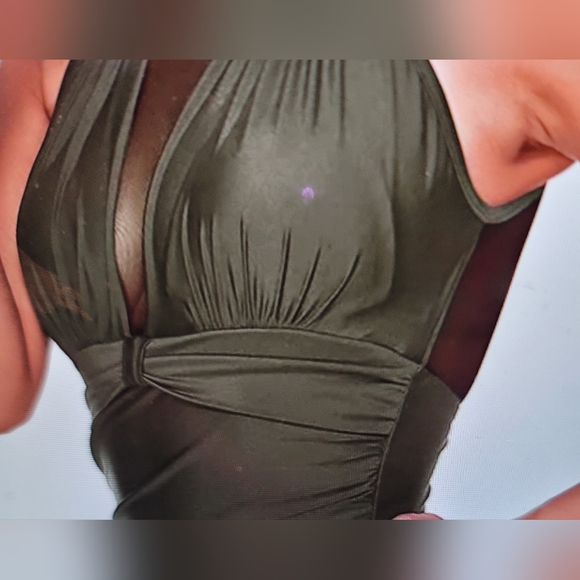 NWOT HOT SEXY MESH INSET RUCHED SWIM BATHING SUIT HIGH NECK SMALL - Picture 4 of 11